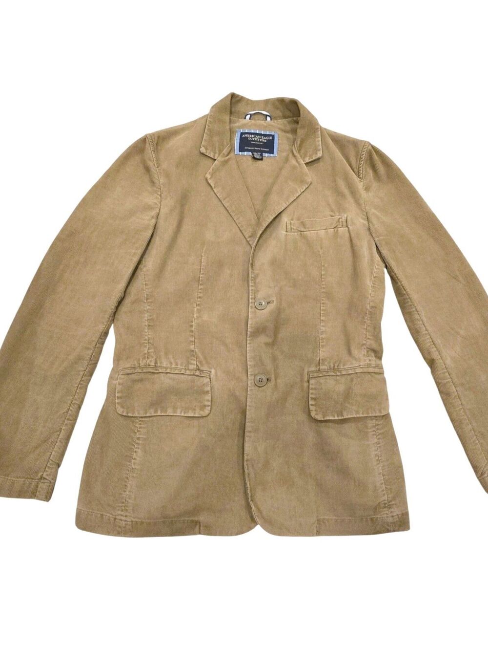 VTG Y2K American Eagle Men XS Corduroy Blazer Jacket Tan Brown Sport Coat
